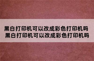 黑白打印机可以改成彩色打印机吗 黑白打印机可以改成彩色打印机吗